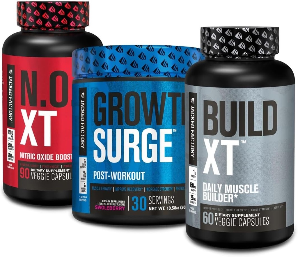 Jacked Factory N.O. XT supplément à l'oxyde nitrique, croissance surge après entraînement Muscle Builder, construire XT Muscle Builder