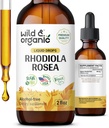 Teinture de rodoola sauvage et biologique - Support d'humeur - Supplément de rodoola relaxant - Extrait de racine gouttes liquides - Vegan, sucre et sans alcool - 2 fl oz