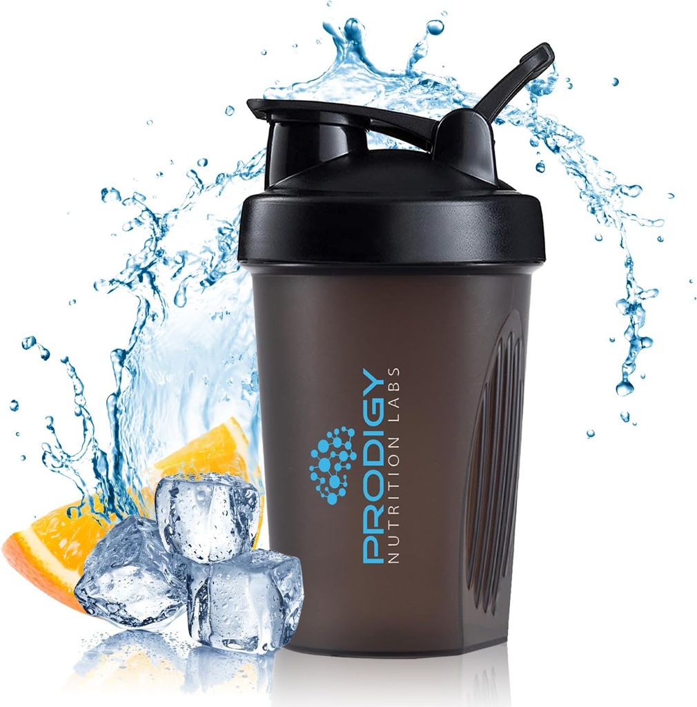 Prodigy Nutrition Labs Bouteille de Shaker Premium pour les shakes protéiques et préentraînement -14 Ounce (Noir)