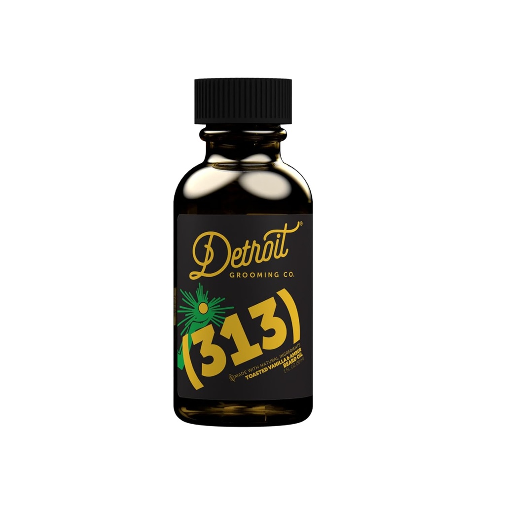 Detroit Grooming Beard Oil | Hydrating & Nourishing Formula with Sweet Almond & Vitamin E | Toasted Vanilla & Amber • 313 Scent (1 oz)