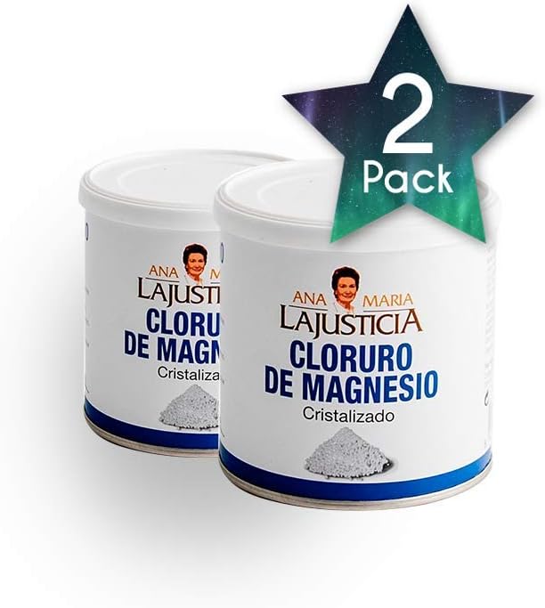 2 Pack Ana Maria LaJusticia Chlorure de magnésium 400g - Idéal pour les personnes âgées - Rechargez votre énergie - Supplément - Renforce - Énergie - Espagne