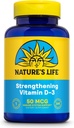 Nature's Life Strengthening Vitamine D3 2000 UI (50 mcg) - Vitamine D - Supplément de soutien pour la santé des os et les immunes - Softgels faciles à avaler - Garantie de 60 jours, Vérifié en laboratoire - 240 portions, 240ct