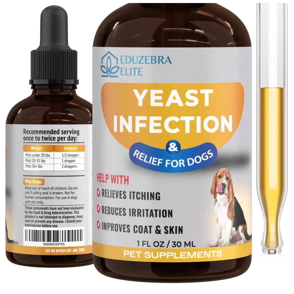 Traitement de l'infection des levures chez les chiens - Réduit l'irritation et l'inflammation - Soin de démangeaison apaisant, traitement de l'infection des oreilles