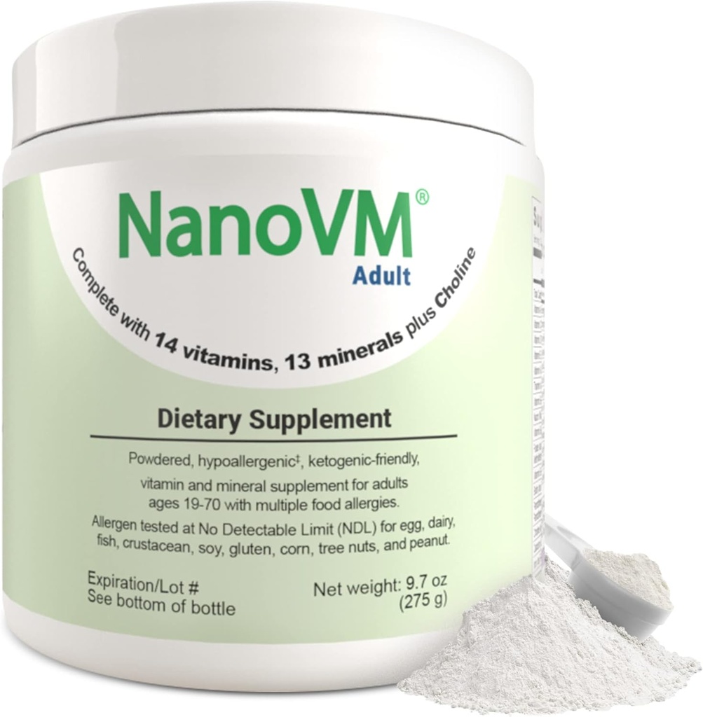 Multivitamines adultes, sans allergènes, femmes et hommes avec 13 vitamines et 13 minéraux, poudre de multivitamines non aromatisée, multivitamines adultes à faible teneur en glucides, 275g - Solace Nutrition