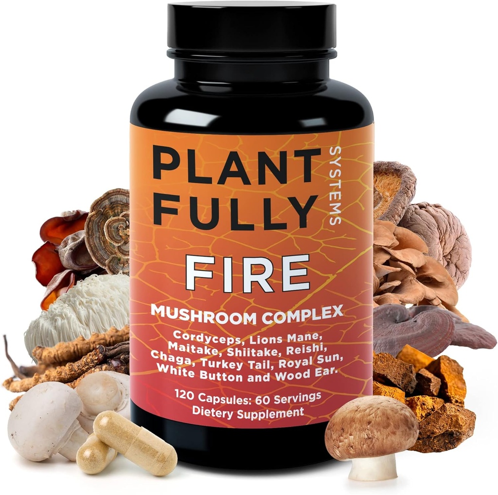 Supplément de champignons 10-en-1 – Lion, Reishi, Cordyceps, Chaga, Turkey Tail, Maitake & Shiitake – Complexe nootropique pour le soutien du cerveau, mémoire, focus et énergie – 120 capsules, fabriqués aux États-Unis