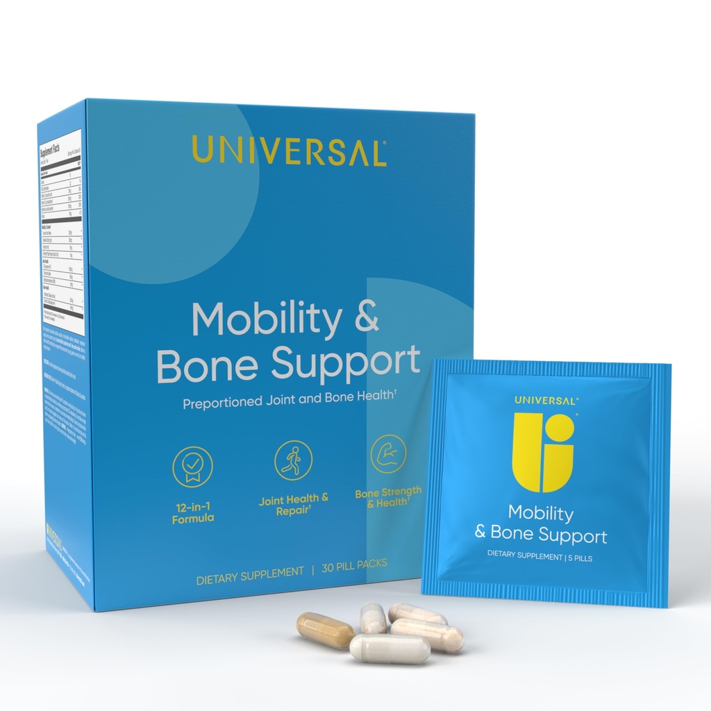 Mobility & Bone Support Daily Multivitamine - 12-in-1 Bone, genou, cartilage, Ligament, supplément articulaire pour les femmes et les hommes, collagène, curcuma, Glucosamine Chondritine MSM Capsules - 30 Packs de vitamines