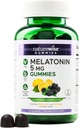 NatureWise Melatonin Gummies 5mg - Supplément de soutien de sommeil non-habitant avec Ashwagandha, racine valériane - BlackBerry-Lemon Flavor - Vegan, sans gluten, non-OGM - 60 comtes[30 jours]