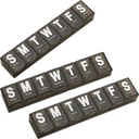 Organisateur hebdomadaire de pilules - (paquet de 3) Extra grand récipient de vitamine avec Jumbo lettres faciles à lire, BPA gratuit - voyage quotidien 7 jours de médicaments Pill Box cas, (noir)