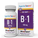 Source supérieure B-1 100 mg - Supplément de vitamine B soutient l'énergie saine et la croissance - Formule de soutien du système nerveux et digestif avec la thiamine - 100 comprimés à dissolution sublinguale