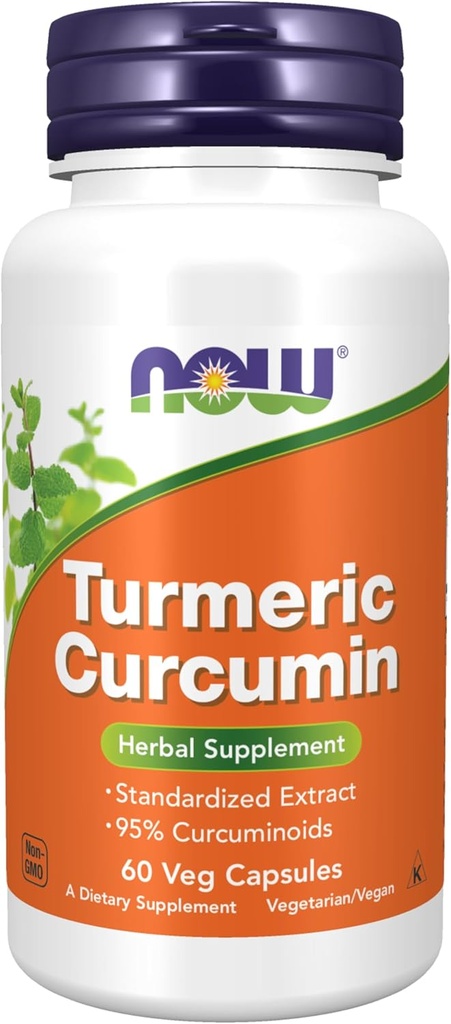 MAINTENANT compléments alimentaires, Curcumine curcuma, dérivé de l'extrait de racine curcuma, 95% Curcuminoïdes, supplément à base de plantes, 60 capsules de légumes