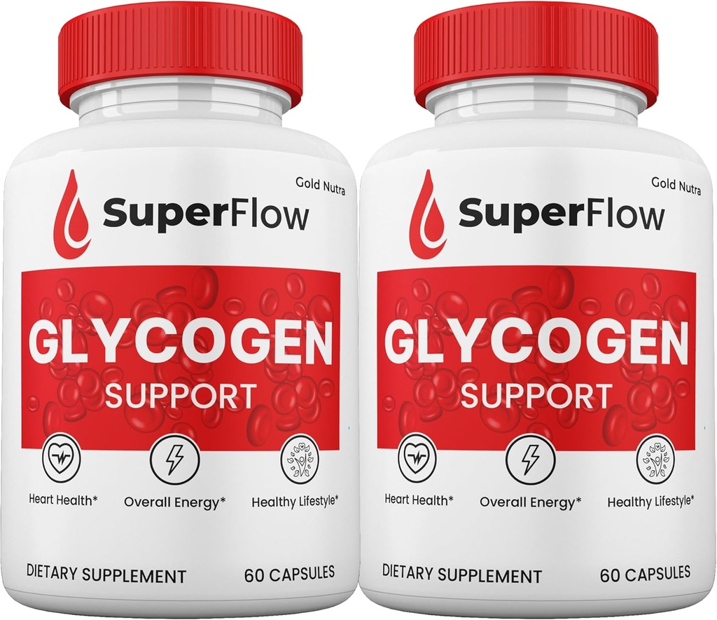 (2 Pack) Capsules de soutien du sang Superflow, pilules SuperFlow Glycogen Tout supplément naturel, 2-Mois.