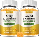 2 Pack supplément acétyl L-Carnitine, supplément nutritionnel naturel pour l'énergie boost, immunité, végétalien, saveur orange, 120 comte