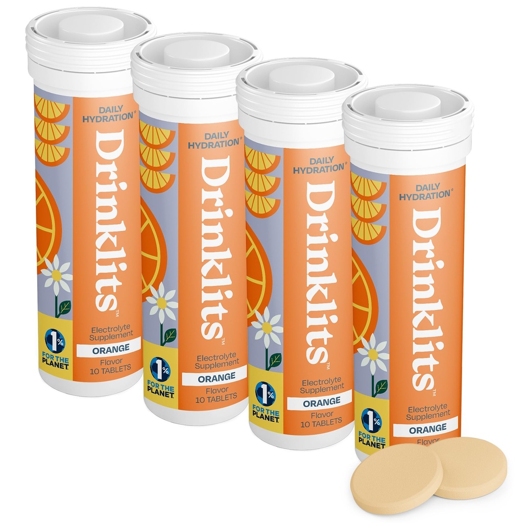 Drinklits Orange quotidien électrolyte hydratant comprimés (4) Tube Bundle