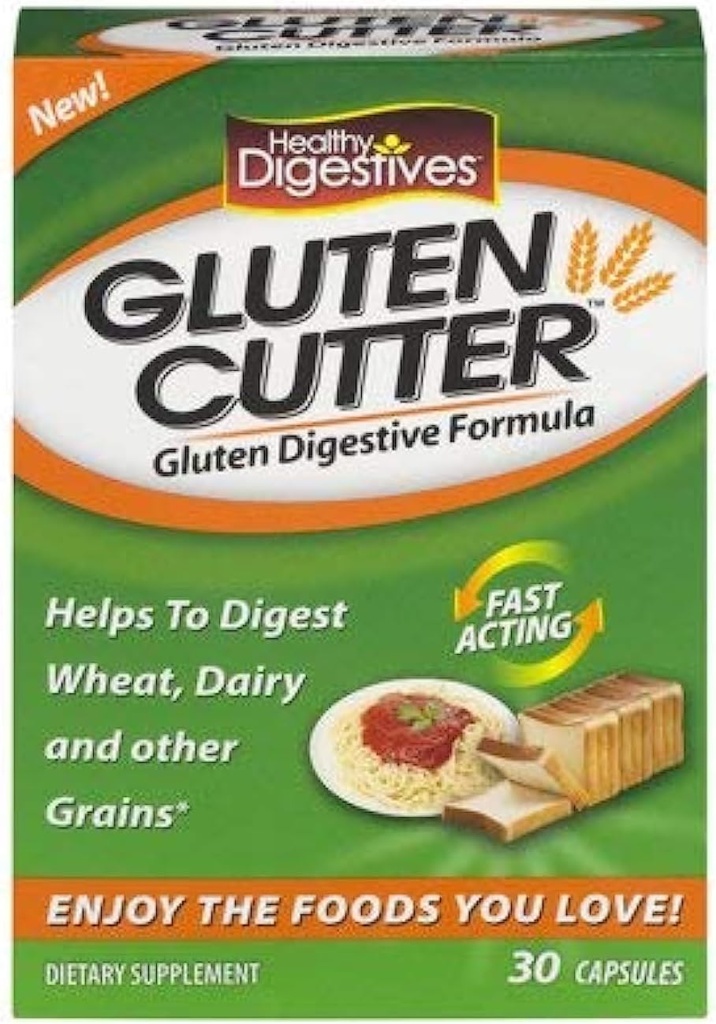 Formule digestive saine enzymatique du beurre de gluten - aide à améliorer votre corps Digestion du gluten et aide à briser le blé, le lait et les autres grains - 30 portions, capsules (paquet de 3) KC#CIE