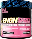 EVL Ultimate Pre Workout Powder - Thermogenic Fat Burn Support Preworkout Powder Drink for Lasting Energy Focus and Stamina - ENGN Shred Intense Creatine Free Preworkout Drink Mix - Lemonade rose
