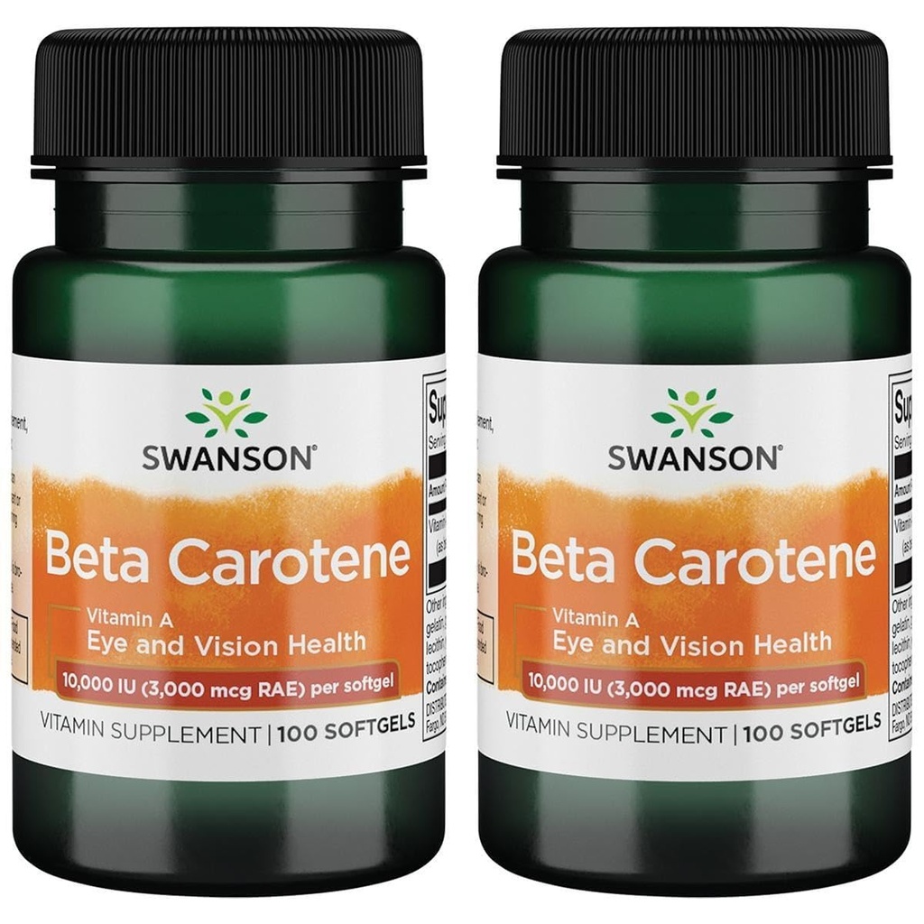 Swanson Beta-Carotène (Vitamine A) Système immunitaire de peau Santé Antioxydant Soutien 10000 Iu (3000 mcg) 100 Softgels