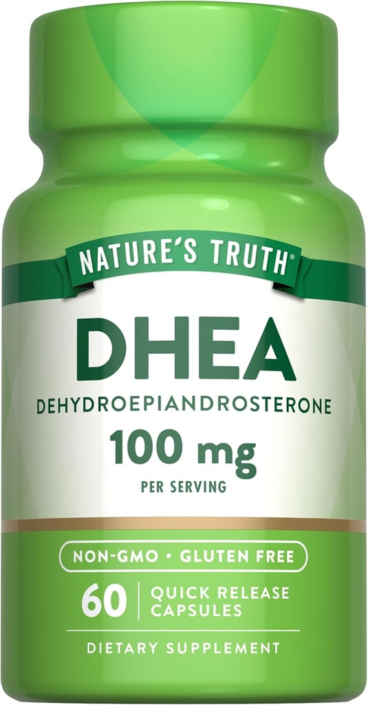 Nature's Truth DHEA-100mg-60 Capsules-Supplément sans OGM et sans gluten