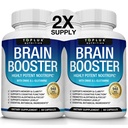 Supplément Cerveau Toplux Nootropic – Pills Cerveaux Vitamine avec DMAE, Bacopa Monnieri, L-Gutamine, pour hommes Femmes, 60 Capsules, Nutrition