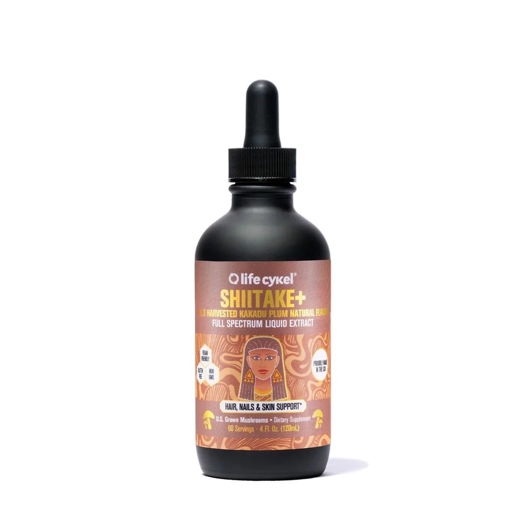 Lifecykel - Extrait de champignons chiitake avec Plum Kakadu - Supplément de champignons biologiques pour cheveux, ongles et peau - Potent Vitamine C Immune Boost pour les adultes - 4 Fl Oz