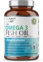 Purity Labs Omega 3 Huile de poisson 3000mg – Suppléments acides gras Omega 3 pour soutenir la santé du coeur et du cerveau - Supplément de soutien immunitaire - 180 Softgels (60 portions)