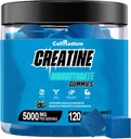 Gommies monohydratées de créatine pour les hommes et les femmes-5g de monohydrate de créatine par service- Aidez à augmenter la force et construire des muscles, sans sucre, végétalien, saveur de bleuets, 120 comte