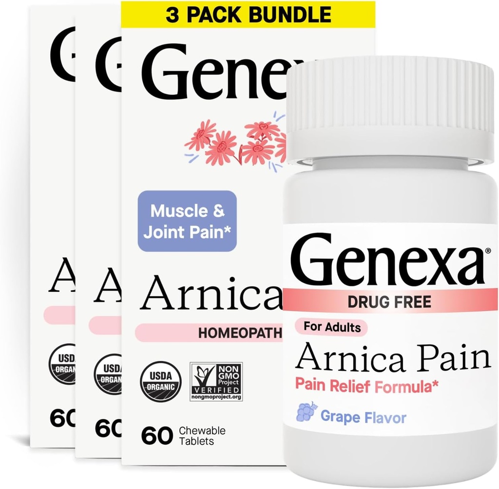 Genexa Arnica Comprimés pour la formule de soulagement de la douleur : Allèger la douleur musculaire et articulaire, la douleur, et la stérilité.