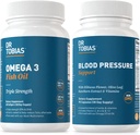 Dr Tobias Omega 3 Suppléments de soutien à l'huile de poisson et à la pression artérielle pour le coeur, le cerveau, l'immunité, la santé circulatoire, avec vitamine C, B6, B12, niacine, folate et herbes