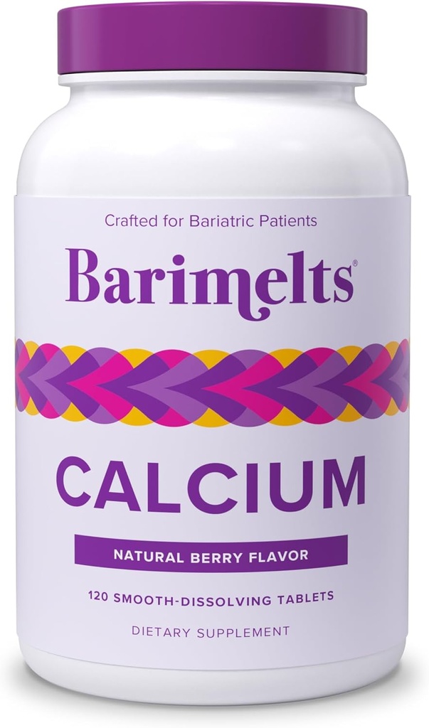 Barimelts Calcium Citrate with Vitamin D3 & Magnesium, 120 Smooth-Dissolving Tablets (1-Month Supply), Bariatric Calcium Supplements for Women, Natural Berry Flavor​