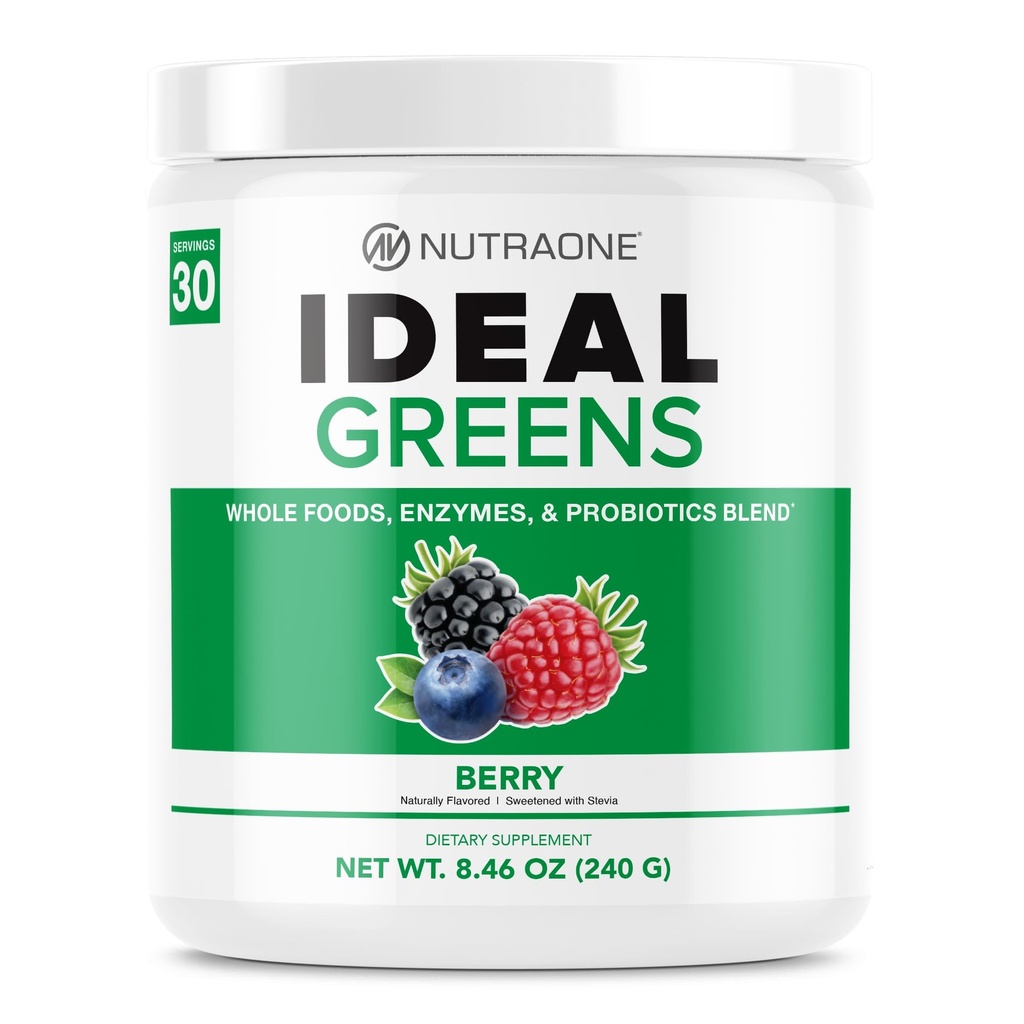 NutraOne Idéal Verts Antioxydants et Nutrient-Rich Superfood Verts Supplément en poudre Berry- 30 portions