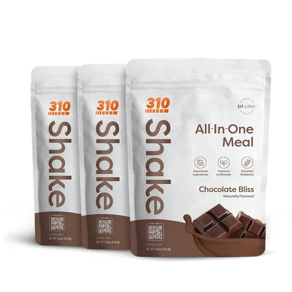 310 Nutrition – Shake de remplacement de repas tout-en-un - Nouvelle formule avec mélange de superaliments végétaliens riches en fibres - Adoucissants naturels - Faible carbure Shake, Keto & Paleo - Sans gluten - 26 vitamines et minéraux essentiels - Triple pack de saveur