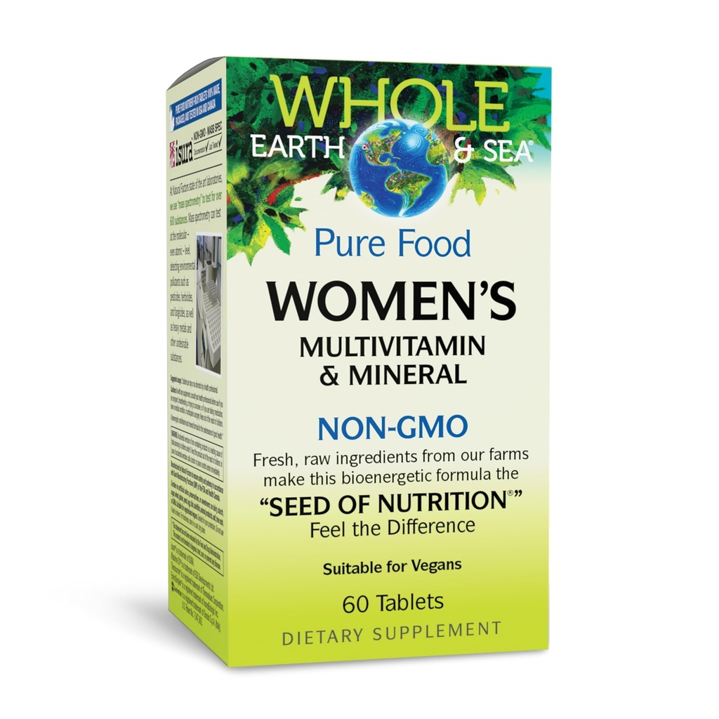 Whole Earth & Sea from Natural Factors, Women's Multivitamin & Mineral, Whole Food Supplement, Vegan, 60 tablets (30 servings)