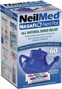 NeilMed NasaFlo Unbreakable Neti Pot avec 60 paquets prémélangés
