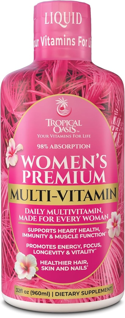 Multivitamine liquide premium pour les femmes Sans sucre Femmes Multivitamines 100+ Vitamines, Minéraux et Herbes Promouvoir l'anti-âge, le cœur, le cerveau et la santé des os