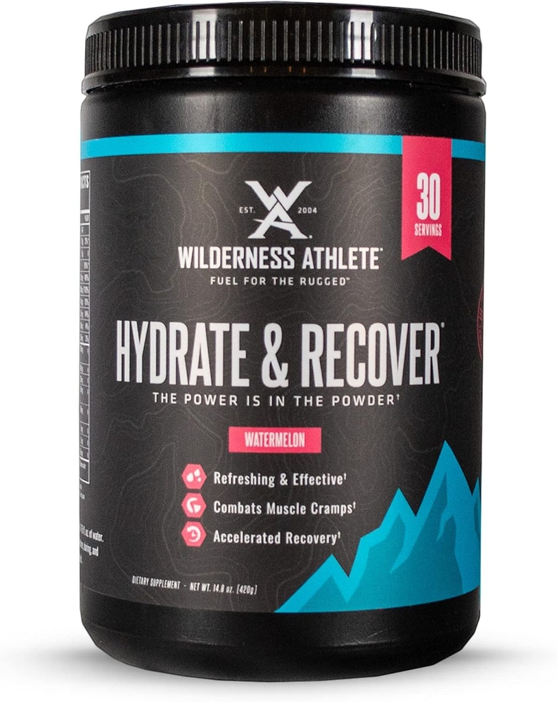 Athlète de la nature - Hydrate et Récupérer Récupérer la poudre d'hydratation liquide Mélange de boissons électrolytes - Récupérer plus rapidement avec des Bcaas - Poudre d'hydrate avec 1000mg de vitamine C - 30 Tub de service (Watermelon)