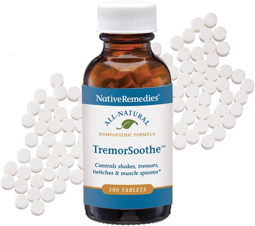 Les remèdes indigènes TremorSoothe - formule homéopathique naturelle pour contrôler temporairement les tremblements, les tremblements, les spasmes musculaires et les interrupteurs -180 comprimés