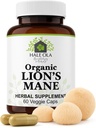 Capsules complémentaires de la Mane des Lions - Capsule de champignons de la Mane des Lions non-OGM et Kosher certifié pour la fonction cognitive, la santé nerveuse, la croissance des cellules cérébrales, améliorer la concentration et la mémoire - 60 Capsules