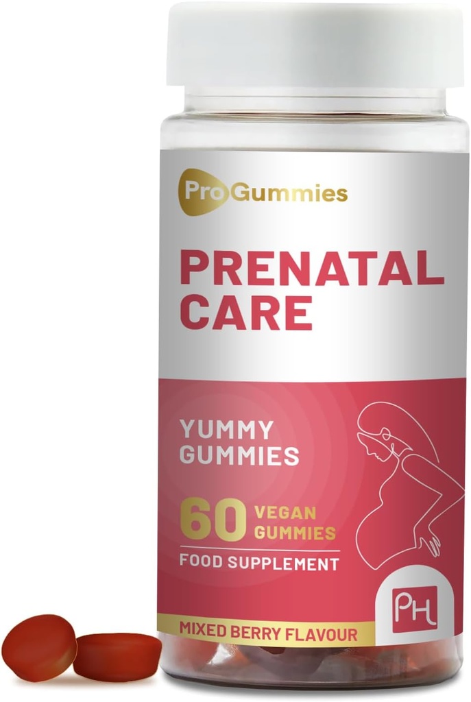 Soins prénatals Gommies de 60 Végétaux Pro Gommies de 60 Vitamines Yummy avec Vitamines prénatales essentielles et minéraux de 400 mcg Acide folique de 400 mcg Vitamines pour les femmes par Prowise