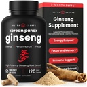 NutraChamps Capsules de Ginseng Panax Rouge Coréen , Ginsenosides Extra Streng pour l'énergie, le focus, la performance, la vitalité et le soutien immunitaire