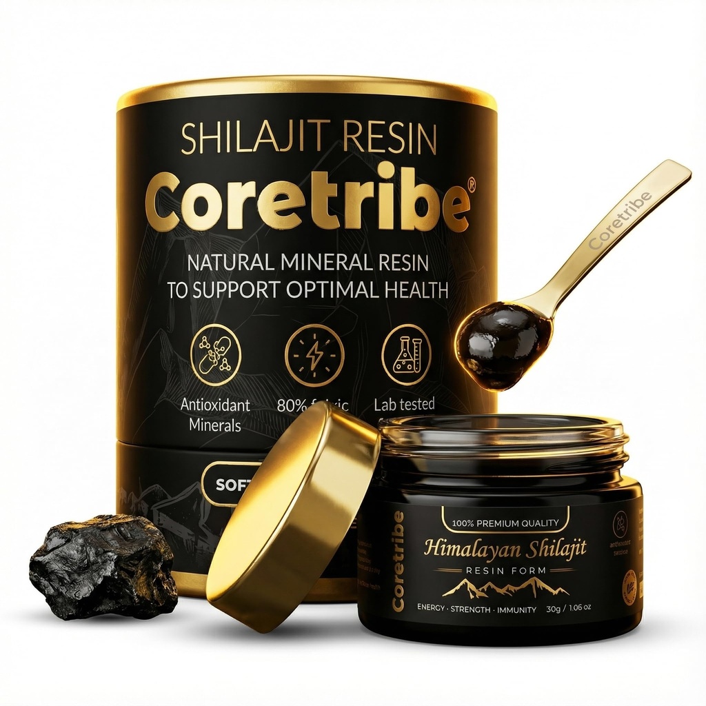 Coretribe® Royal's People Choice Pure Himalayan Organic Shilajit Resin, Complexe pour l'énergie, la force et l'immunité, pour les hommes et les femmes avec un contenu en or véritable, 30 Grams