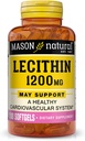 MASON NATURAL Lecithine 1200 mg - Système cardiovasculaire sain, favorise la santé du foie et de la reproduction, 100 Softgels