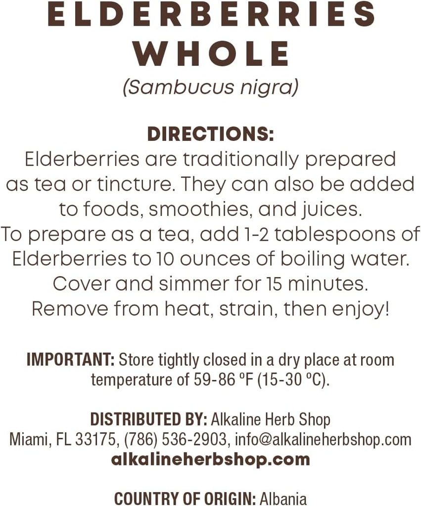Alkaline Herb Shop Just Herbs: Elderberries Whole