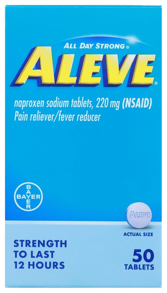 Aleve, analgésique/réducteur de fièvre 220 mg Comprimés, 50 Nombre