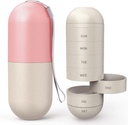 Zannaki Modernisation Grand Compartiment Fibre de Grain Moisture Proof Cute Weekly Pill Organizer, Laser Carving Markings, BPA Voyage libre Randonnée 7 jours Pill Box Case pour tenir les pilules, les vitamines, l'huile de poisson, suppléments