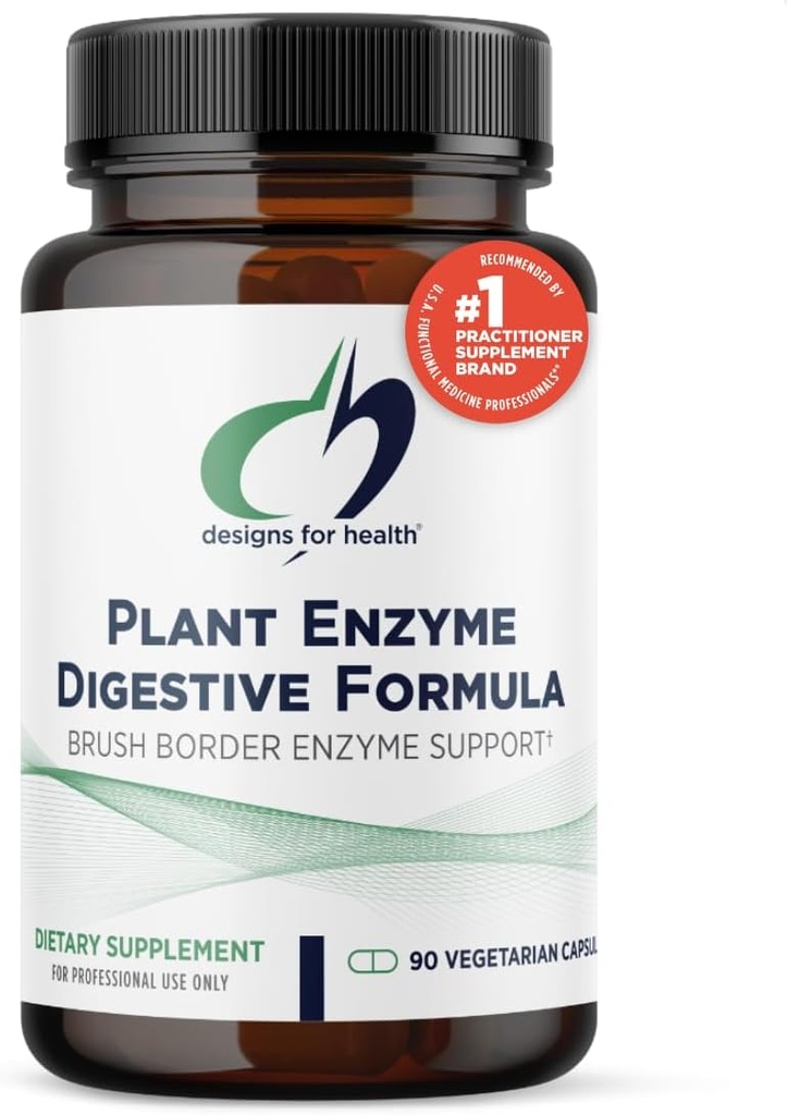 Designs for Health Plant Enzyme Formule digestive - Supplément enzymatique digestive végétarienne - Support Gut avec Hemicellulase, Protease + Plus - Peut soutenir le gaz occasionnel + ballonnement (90 capsules)