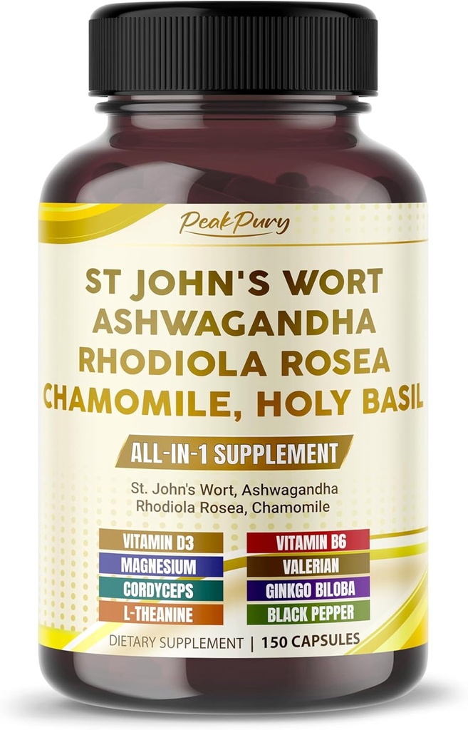 St. John's Wort Ashwagandha Rhodiola Rosea Camomile - Fabriqué aux États-Unis