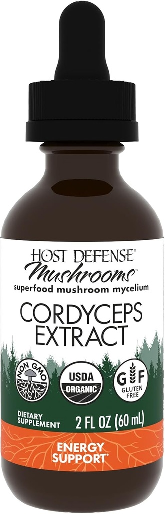 Host Defense Cordyceps Extract - Supplément de soutien immunitaire et énergétique - Supplément de santé rénale avec Cordyceps - Soutien de fitness pour aider l'apport d'oxygène - 2 fl oz (60 portions)*