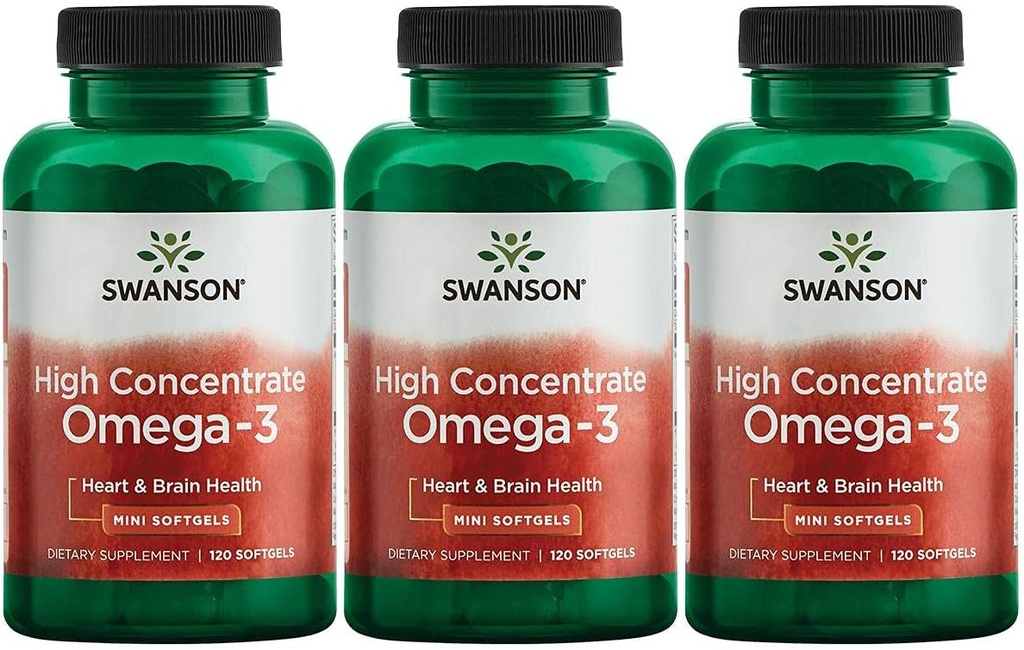 Huile de poisson oméga-3 concentré de Swanson - Acides gras essentiels - (120 softgels, 680mg chacun)