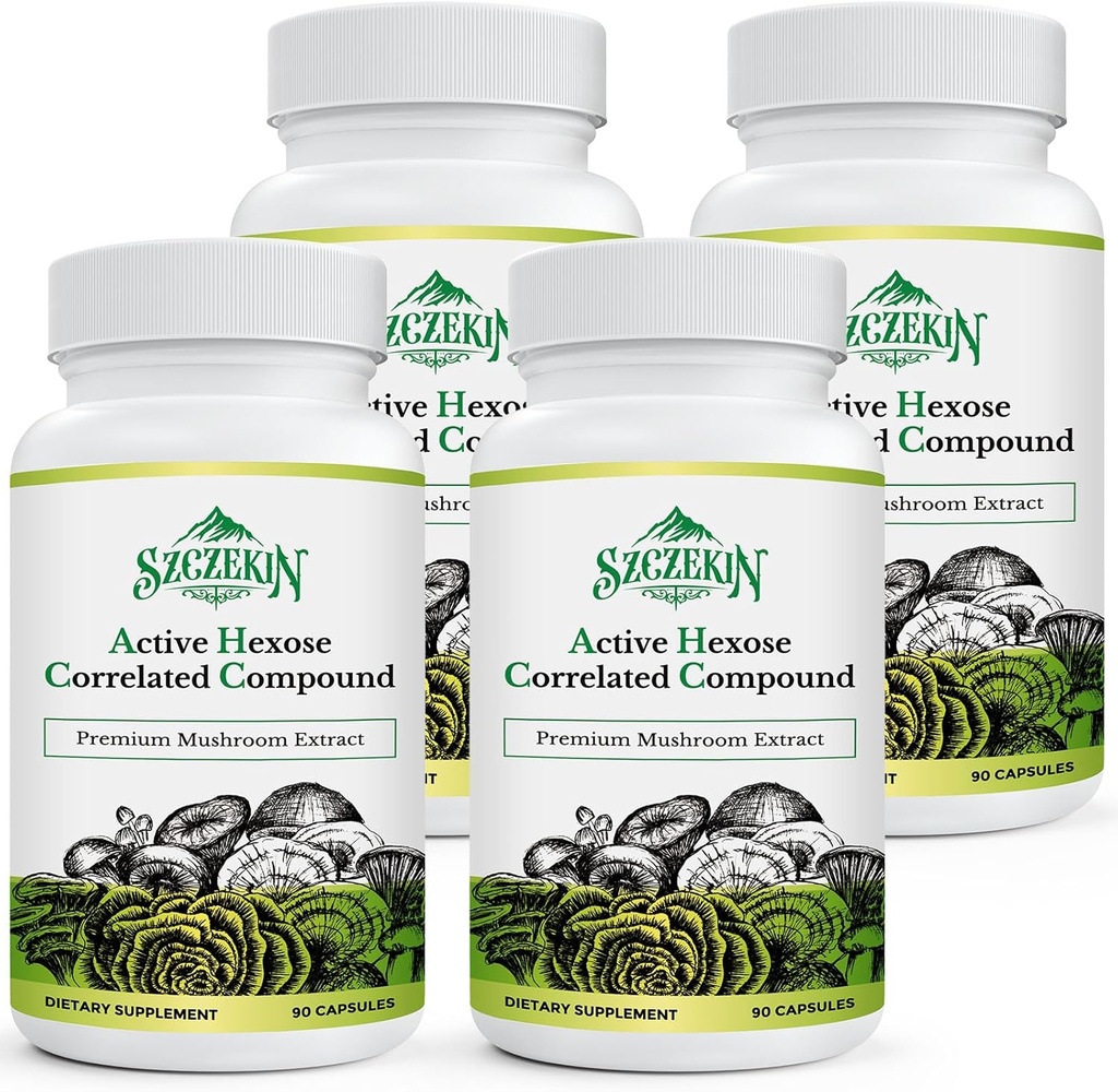 Hexose actif composé cordépendant 1500 mg, supplément naturel d'extrait de champignons 8, système immunitaire, fonction hépatique, activité du tueur naturel et cellules T, 360 capsules de Veggie
