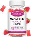 Magnésium Glycinate Gommies, Suppléments Magnésium Glycinate haute absorption pour la relaxation, sans sucre Chews pour les adultes et les enfants, framboise parfum 60 Cts