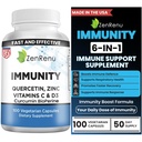 Zenrenu Immunity Quercetin 700 mg Zinc Vitamine C Vitamine D Supplément de soutien immunitaire avec Curcumine - Supplément d'immunité facile à absorber, 100 capsules végétariennes 50 jours d'approvisionnement
